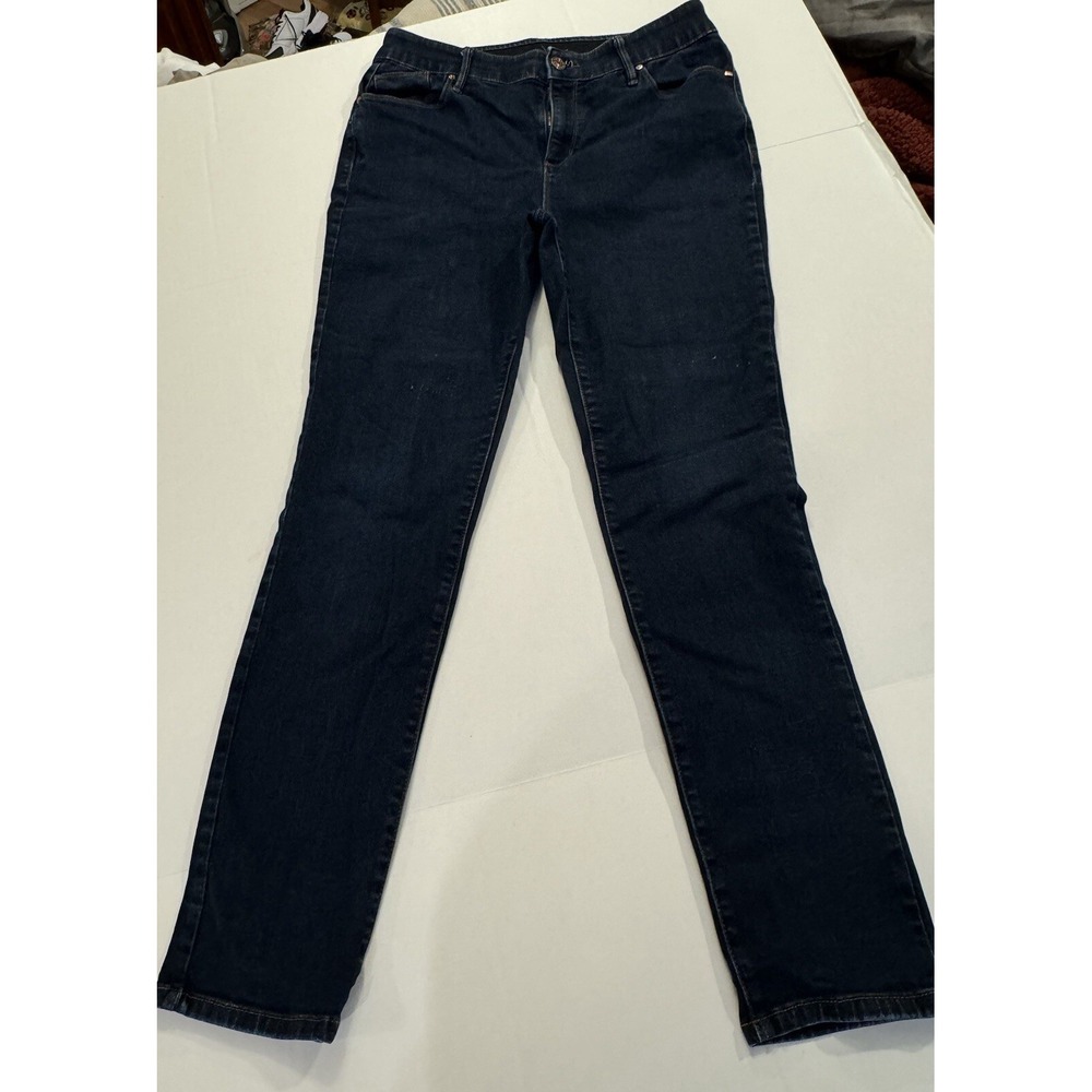 Chicos Womens Jeans Size 1 8 Regular Dark Wash Straight Leg High Rise Denim